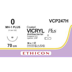 Vicryl Plus gecoat violet 0, MH-1 PLUS naald, VCP247H, 36 stuks