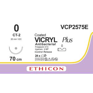 Vicryl Plus gecoat violet 0, CT-2 CR naald, VCP2575E, 24 stuks