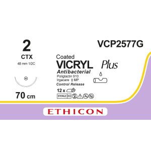 Vicryl Plus gecoat violet 2, CTX CR naald, VCP2577G, 12 stuks