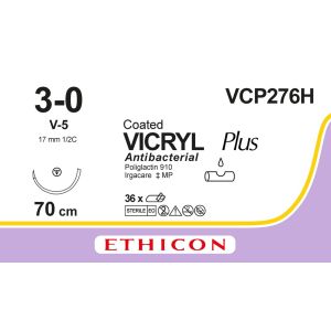 Vicryl Plus violet gecoat 3-0, V-5 naald, VCP276H, 36 stuks