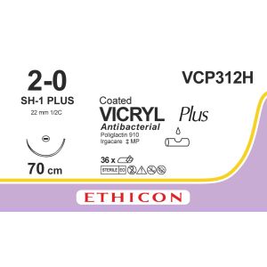Vicryl Plus violet 2-0, SH-1 PLUS naald, VCP312H, 36 stuks