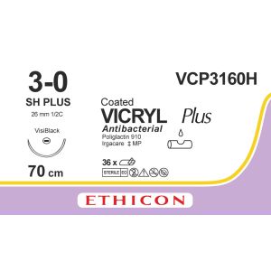 Vicryl Plus violet 3-0, SH PLUS VB naald, VCP3160H, 36 stuks
