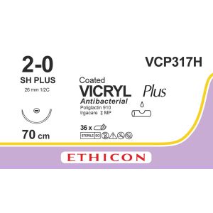 Vicryl Plus violet gecoat 2-0, SH naald, VCP317H, 36 stuks
