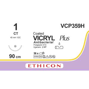 Vicryl Plus violet gecoat 1, CT naald, VCP359H, 36 stuks