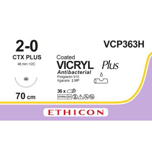 Vicryl Plus gecoat violet 2-0, CTX PLUS naald, VCP363H, 36 stuks