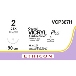 Vicryl Plus ongekleurd gecoat 2, CTX naald, VCP367H, 36 stuks