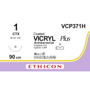 Vicryl Plus violet gecoat 1, CTX naald, VCP371H, 36 stuks