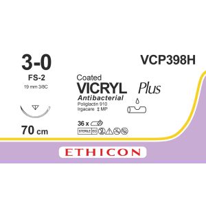 Vicryl Plus gecoat violet 3-0, FS-2 naald, VCP398H, 36 stuks