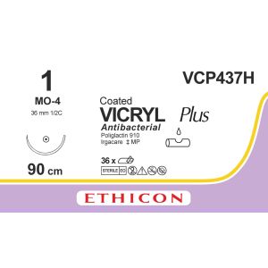 Vicryl Plus gecoat violet 1, MO-4 naald, VCP437H, 36 stuks