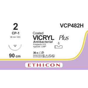 Vicryl Plus gecoat violet 2, CP-1 naald, VCP482H, 36 stuks