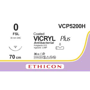 Vicryl Plus gecoat ongekleurd 0, FSL naald, VCP5200H, 36 stuks