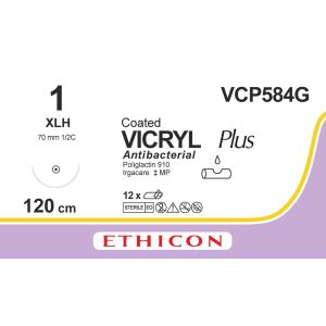 Vicryl Plus violet 1, XLH naald, VCP584G, 12 stuks