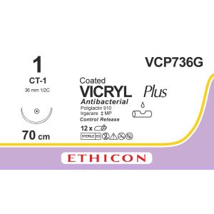 Vicryl Plus violet gecoat 1, CT-1 naald, VCP736G, 12 stuks