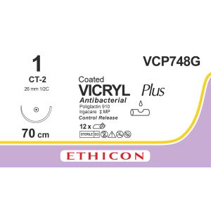 Vicryl Plus gecoat violet 1, CT-2 CR naald, VCP748G, 12 stuks