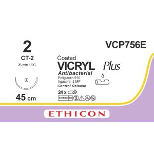 Vicryl Plus gecoat violet 2, CT-2 CR naald, VCP756E, 24 stuks