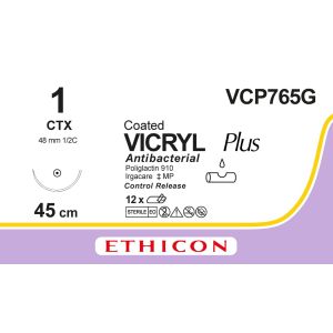 Vicryl Plus gecoat violet 1, CTX CR naald, VCP765G, 12 stuks