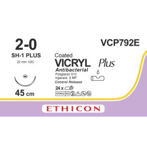 Vicryl Plus gecoat violet 2-0, SH-1 PLUS CR naald, VCP792E, 24 st.