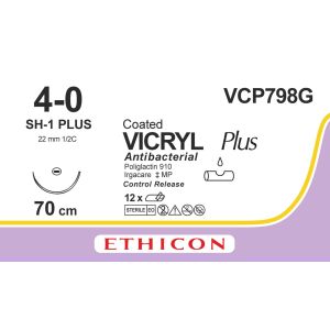 Vicryl Plus violet 4-0, SH-1 PLUS CR naald, VCP798G, 12 stuks