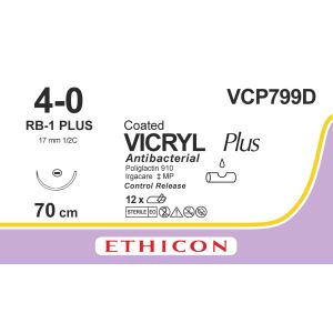 Vicryl Plus violet 4-0, RB-1 PLUS CR naald, VCP799D, 12 stuks
