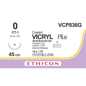 Vicryl Plus gecoat violet 0, CT-1 CR naald, VCP836G, 12 stuks