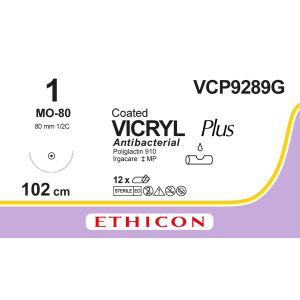 Vicryl Plus violet 1, MO-80 naald, VCP9289G, 12 stuks