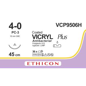 Vicryl Plus gecoat ongek. 4-0, PC-3 PRIME naald, VCP9506H, 36 st.