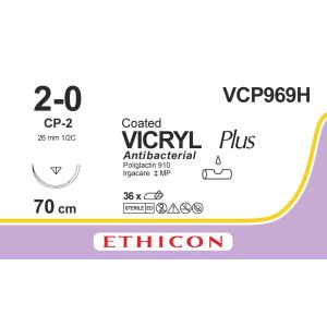 Vicryl Plus gecoat violet 2-0, CP-2 naald, VCP969H, 36 stuks