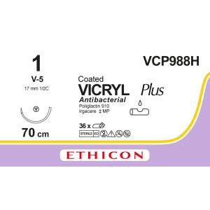 Vicryl Plus gecoat violet 1, V-5 naald, VCP988H, 36 stuks