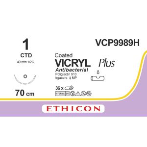Vicryl Plus gecoat violet 1, CTD ETHIGUARD naald, VCP9989H, 36 st.