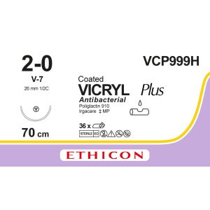 Vicryl Plus gecoat violet 2-0, V-7 naald, VCP999H, 36 stuks
