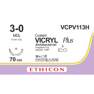 Vicryl Plus gecoat violet 3-0, UCL naald, VCPV113H, 36 stuks