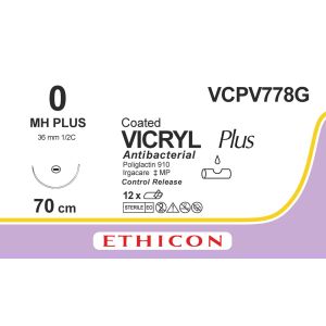 Vicryl Plus gecoat violet 0, MH PLUS CR naald, VCPV778G, 12 stuks