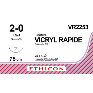 Vicryl Rapide ongekleurd gecoat 2-0, FS-1 naald, VR2253, 36 stuks