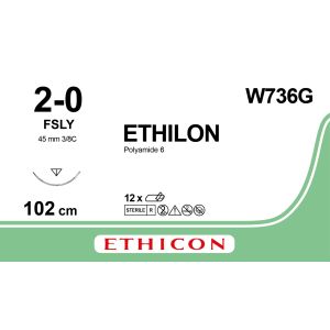 Ethilon zwart 2-0, FSLY naald, W736G, 12 stuks