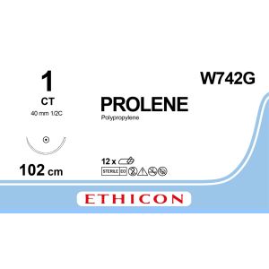 Prolene blauw gecoat 1, CT naald, W742G, 12 stuks