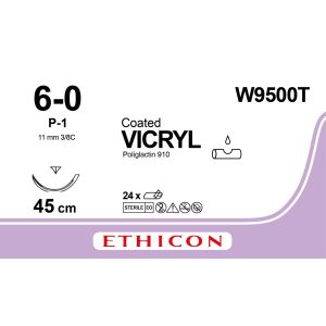 Vicryl gecoat ongekleurd 6-0, P-1 PRIME naald, W9500T, 24 stuks