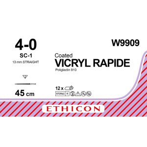 Vicryl Rapide ongekleurd 4-0, SC-1 naald, W9909, 12 stuks