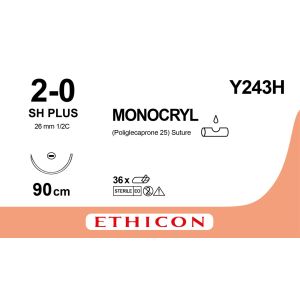 Monocryl violet 2-0, SH PLUS naald, Y243H, 36 stuks