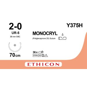 Monocryl violet 2-0, UR-5 naald, Y375H, 36 stuks