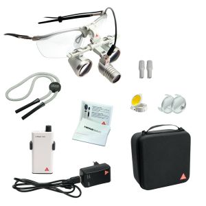 HEINE LoupeLight2 LED loeplamp met HR binoculaire loep 2,5x op 520 mm op S-FRAME bril, complete set