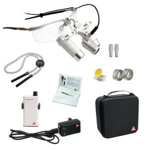 HEINE LoupeLight2 LED loeplamp met HRP binoculaire loep 3,5x op 420 mm op S-FRAME bril, complete set