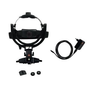 HEINE OMEGA 600 wandlader set: indirecte oftalmoscoop met CB1 batterij, E4-USBC, 0 D oculair en CW1 wandlader