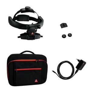 HEINE OMEGA 600 traveller set: indirecte oftalmoscoop met CB1 batterij, E4-USBC, 0 D oculair en reistas
