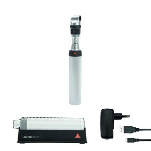 HEINE BETA 400 F.O. XHL otoscoop 3,5 V met BETA4 USB oplaadbaar handvat, USB-snoer en plug-in voeding