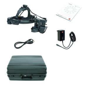 HEINE OMEGA 500 LED met DV1 digitale videocamera set in harde koffer met HC 50L reostaat, USB 2.0 kabel, 50 fundusdiagrammen, mPack UNPLUGGED en plug-in transformator
