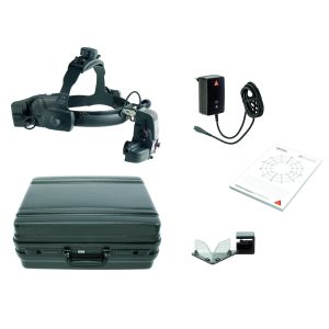 HEINE OMEGA 500 LED UNPLUGGED Set in harde koffer met HC 50L reostaat, teaching mirror, 50 fundusdiagrammen, mPack UNPLUGGED en plug-in transformator UNPLUGGED