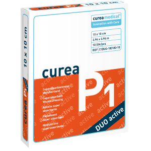 Curea P1 superabsorberend wondverband Duo Active 10 x 10 cm steriel, 10 stuks