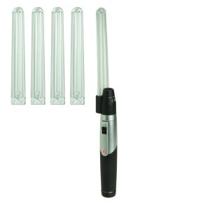 HEINE mini 3000 combi lamp set 2,5 V XHL, compleet met mini 3000 batterijhandvat en 5 wegwerpbladen