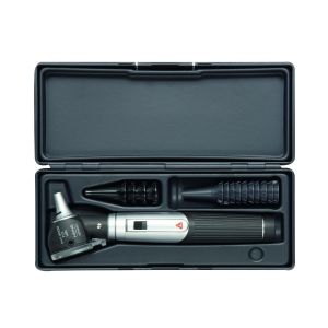 HEINE mini 3000 LED F.O. otoscoopset 2,5 V met batterijhandvat, 4 herbruikbare specula, 10 AllSpec tips en harde koffer