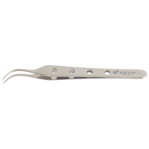 Gebogen FUE-forceps horizontaal gekarteld met gaten